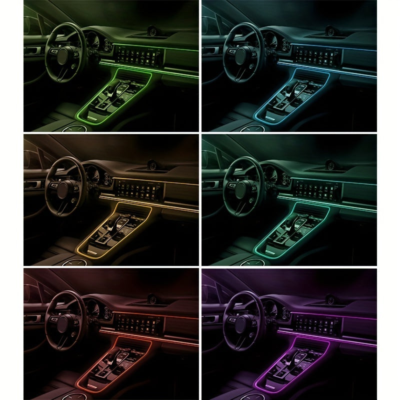 7-color Car Interior Lights, Decorative Ambient Lights Neon RGB LED Strips  USB Fiber Optic Lights