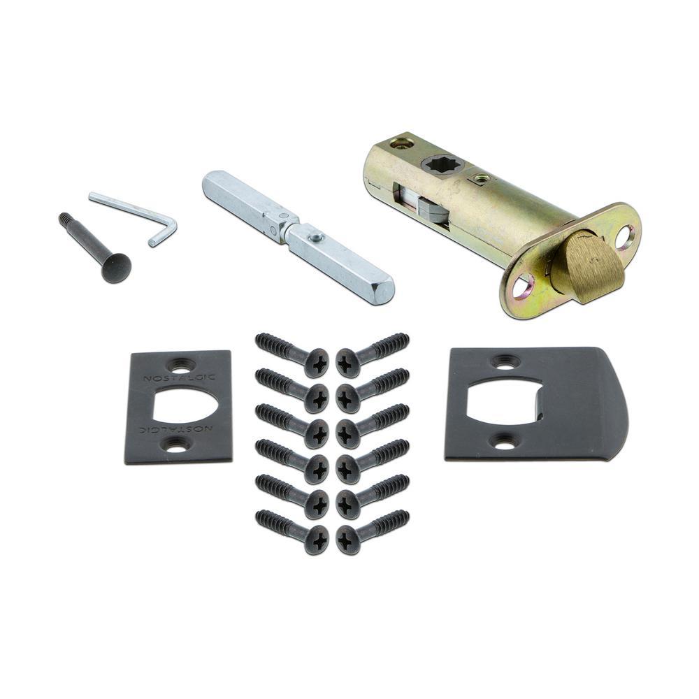 Egg and Dart Plate 2-3/8 in. Backset Oil-Rubbed Bronze Privacy Bed/Bath White Porcelain Door Knob