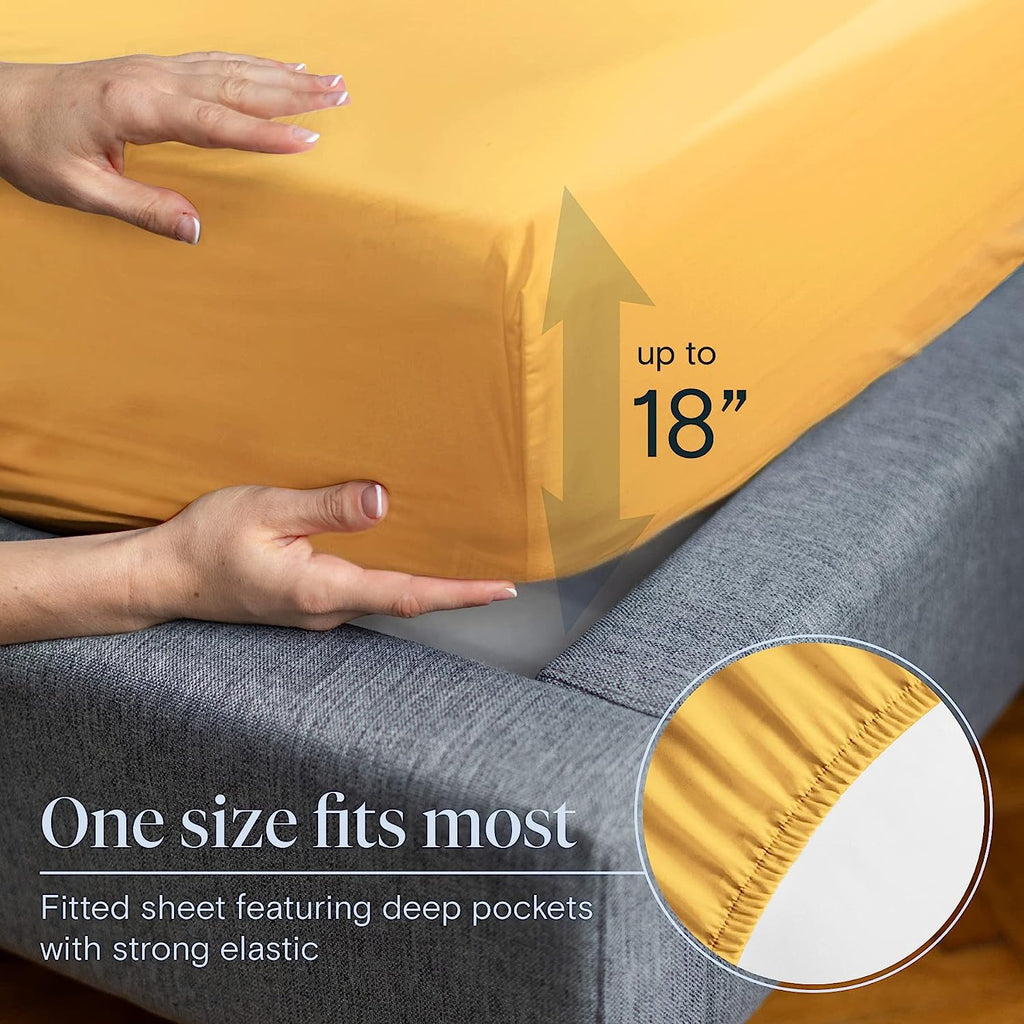 LuxClub 6 PC King Size Sheet Set Bamboo Sheets Deep Pockets 18" Eco Friendly Wrinkle Free Cooling Sheets Machine Washable Hotel Bedding Silky Soft - Medallion Gold King
