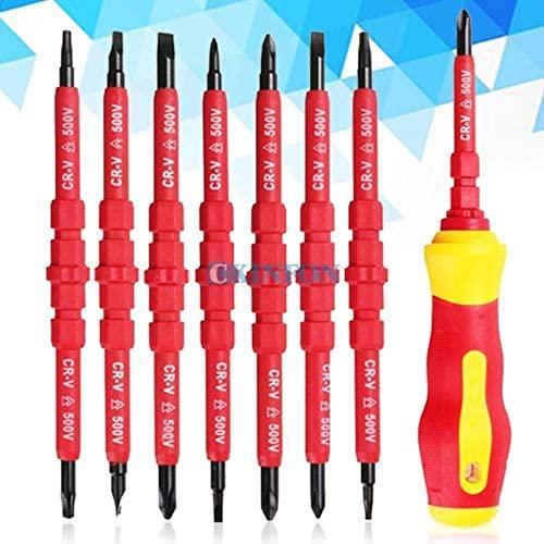 Screwdriver DHL 20Set 8-In-1 Multi-purpose Electrican Insulated Electric Screwdriver Repair Hand Tools Kit Set 500V Color:Red
