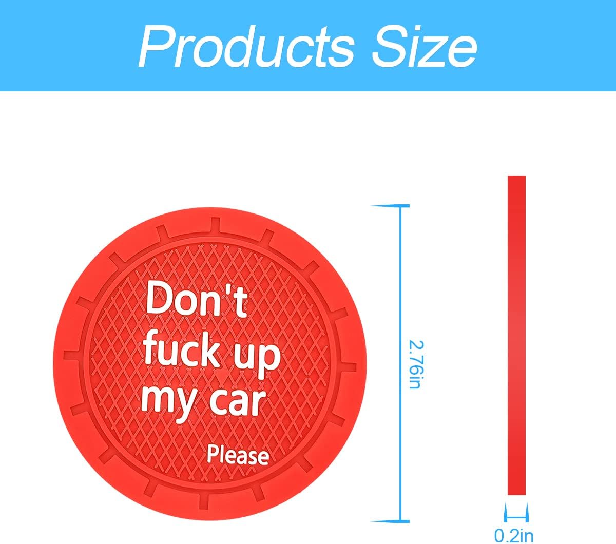 8sanlione Car Cup Coaster, 4Pcs 2.75 Inch Auto Cup Holder Insert Coasters, Non-Slip Waterproof Embedded Drink Mat, Automotive Interior Accessories for Men and Women (D Red/4PCS)