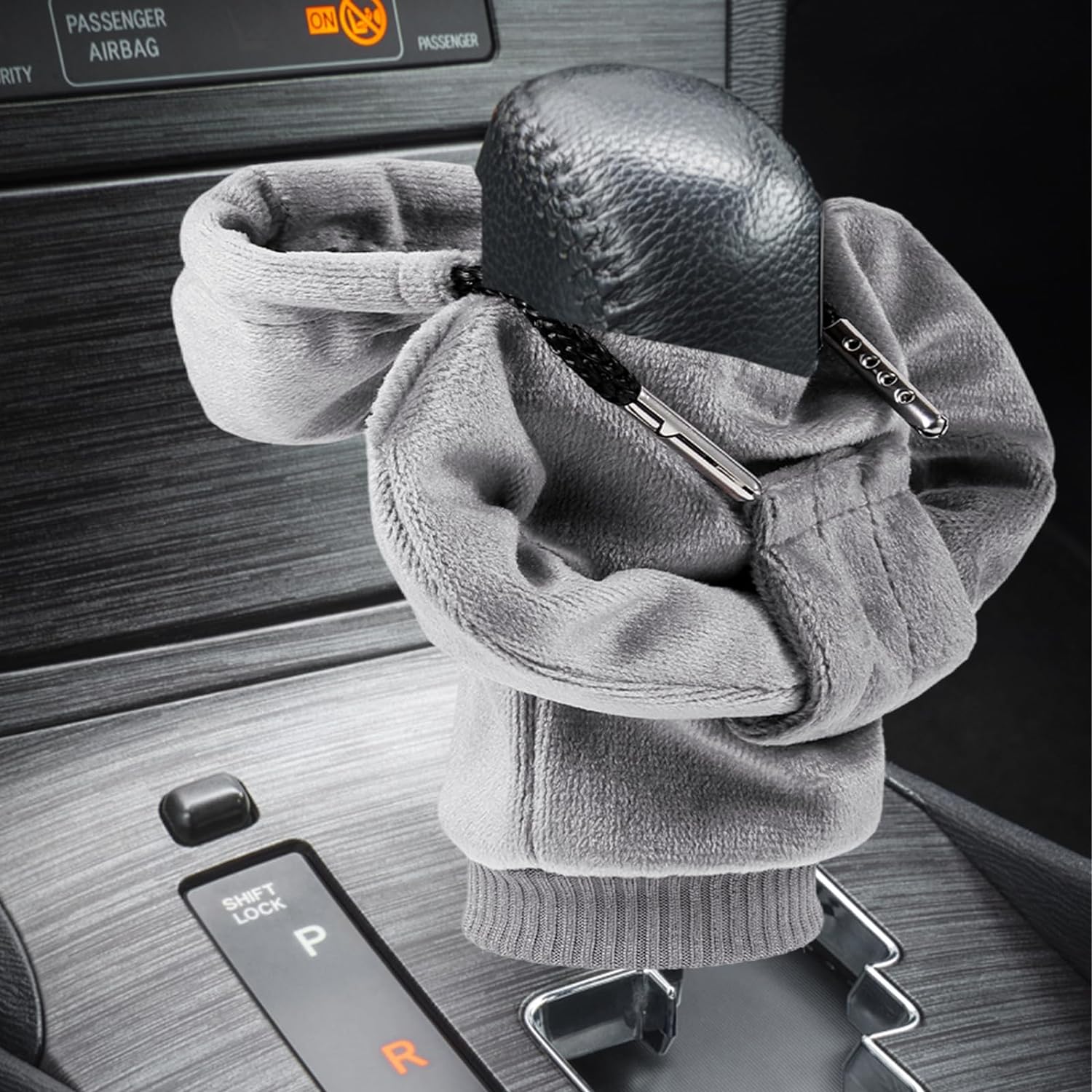 ZHSMS Gear Shift Cover, Universal Shift Knob Cover, Funny Sweater Hoodie for Gearshift, 4.7 Inch Car Shifter Stick Protector Decoration (Grey)
