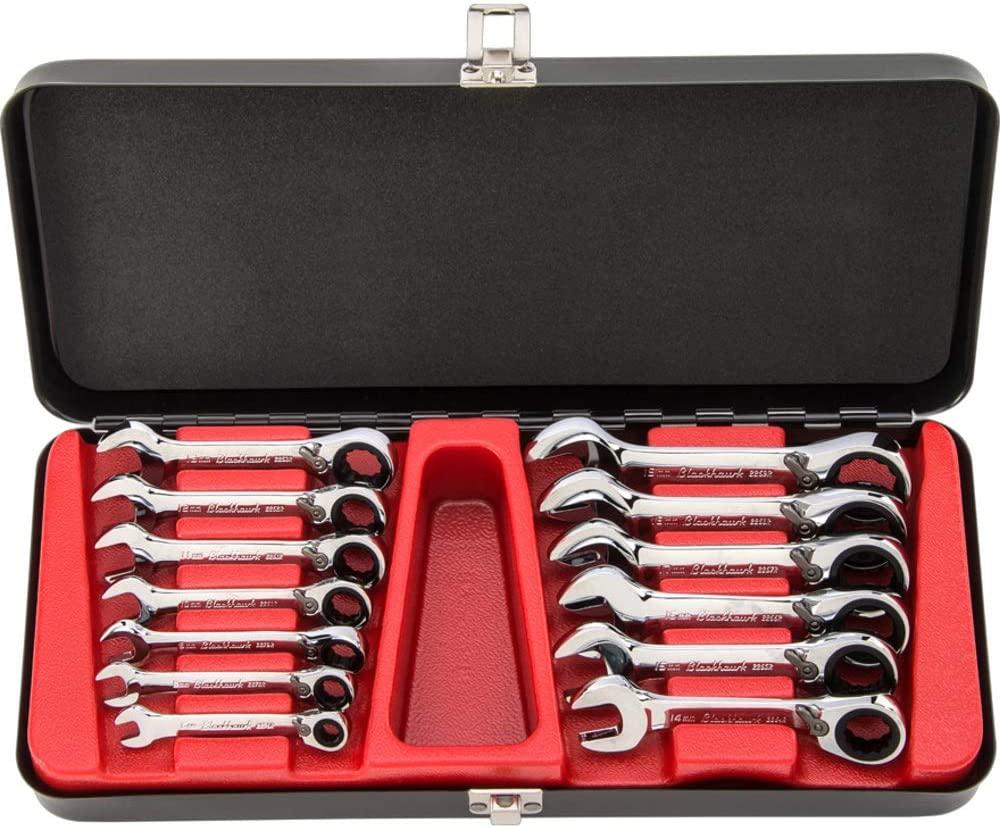 KANJJ-YU Wrench 12pc Metric Ratcheting Spanner Combination Wrenche Hand Tools 9mm-18mm CR-V Steel Household Tool Sets