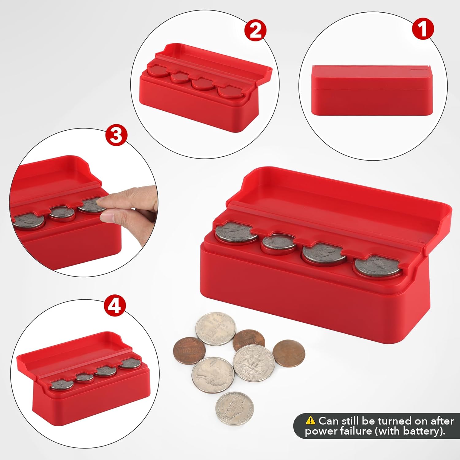 SINGARO Coin Holder for Car, Universal Car Coin Change Organizer, Car Coin Holder Compatible with Coins of Different Sizes, Car Interior Accessories, Suitable for Most Cars, Trucks(Red，2 Pack)
