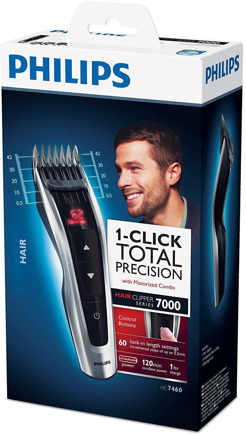 Philips HC7460/15 - Hair Clippers With Blades Steel Stainless, 3 Combs
