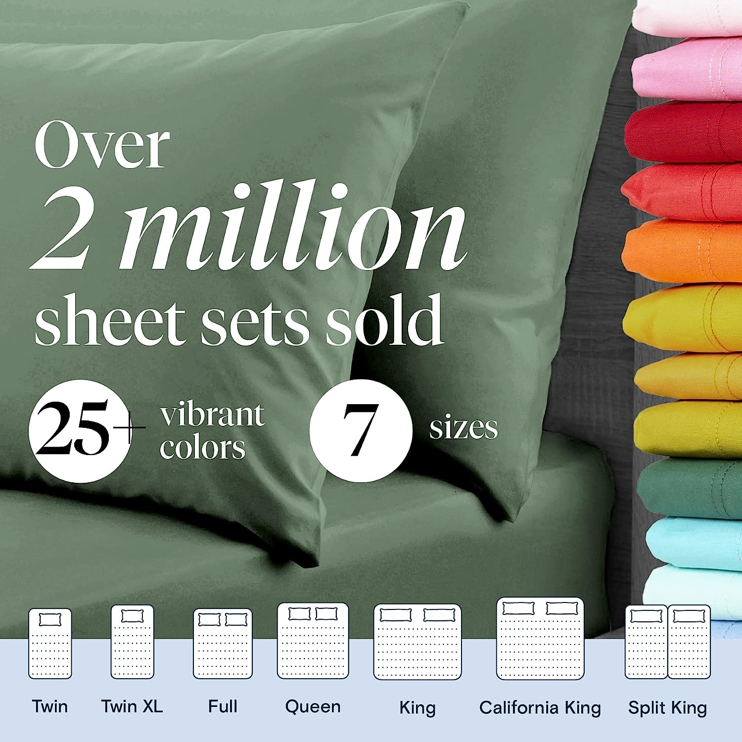 LuxClub 6 PC Queen Sheet Set Bamboo Sheets Deep Pockets 18" Eco Friendly Wrinkle Free Cooling Sheets Machine Washable Hotel Bedding Silky Soft - Tree Moss Green Queen