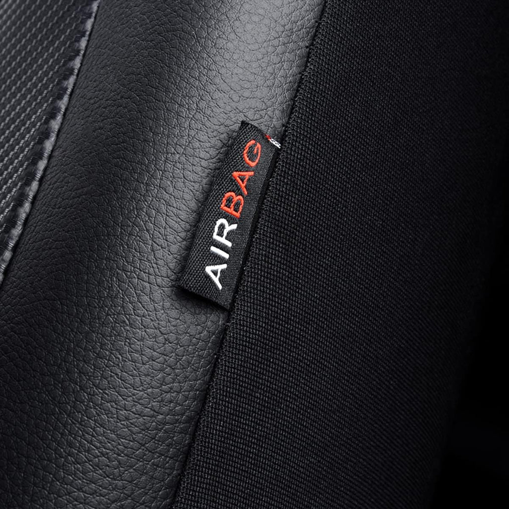 Flying Banner car seat Covers Protects Water Proof Faux Leather Carbon Fiber Fronts Solid Black (Solid Black, Front Pair)