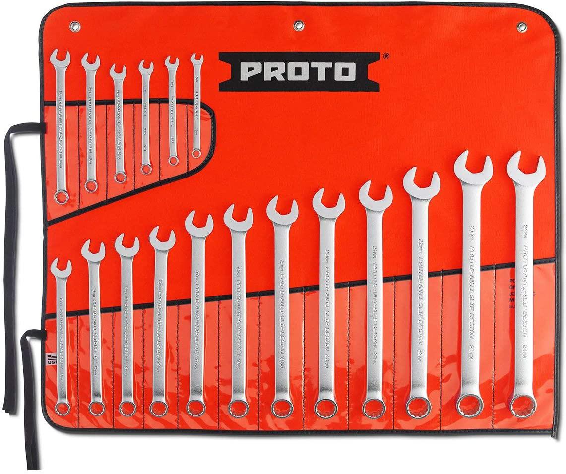 Proto - 18Piece Satin Metric Combination ASD Wrench Set - 12 Pt. (J1200R-MASD)