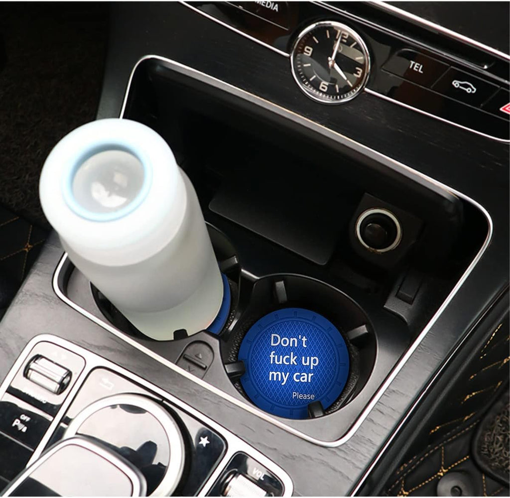 8sanlione 2 Pack Car Cup Holder Coasters, 2.75 Inch Non-Slip PVC Insert Cup Coaster, Anti-Scratch Auto Cup Mats for Women Men, Vehicle Interior Accessories Universal for Car, SUV, Truck (D Blue/2PCS)