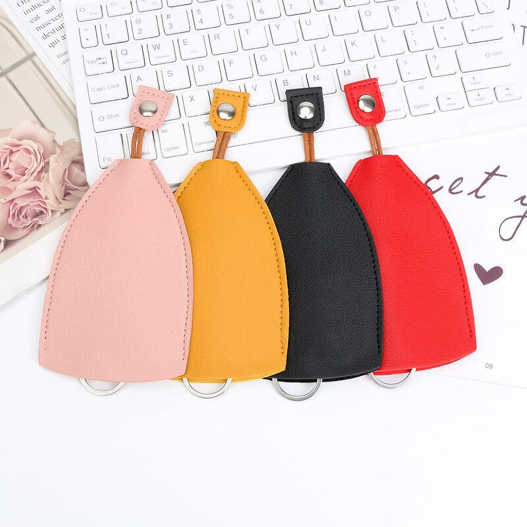 Car Key Case, 2PCS Creative Pull-Out Key Sleeve Keychain Bags, PU Leather Large-Capacity Protective Key Holder Hook (Yellow)