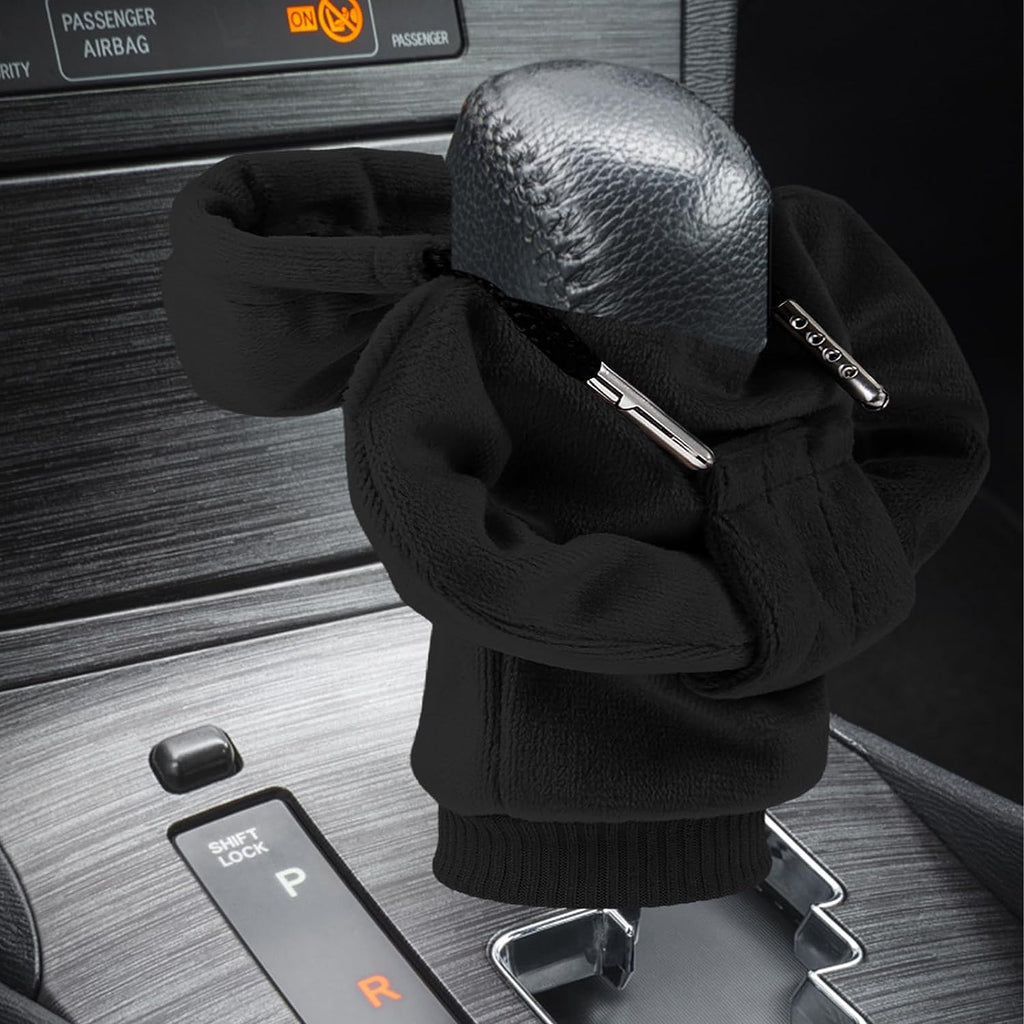 ZHSMS Gear Shift Cover, Universal Shift Knob Cover, Funny Sweater Hoodie for Gearshift, 4.7 Inch Car Shifter Stick Protector Decoration (Black White)