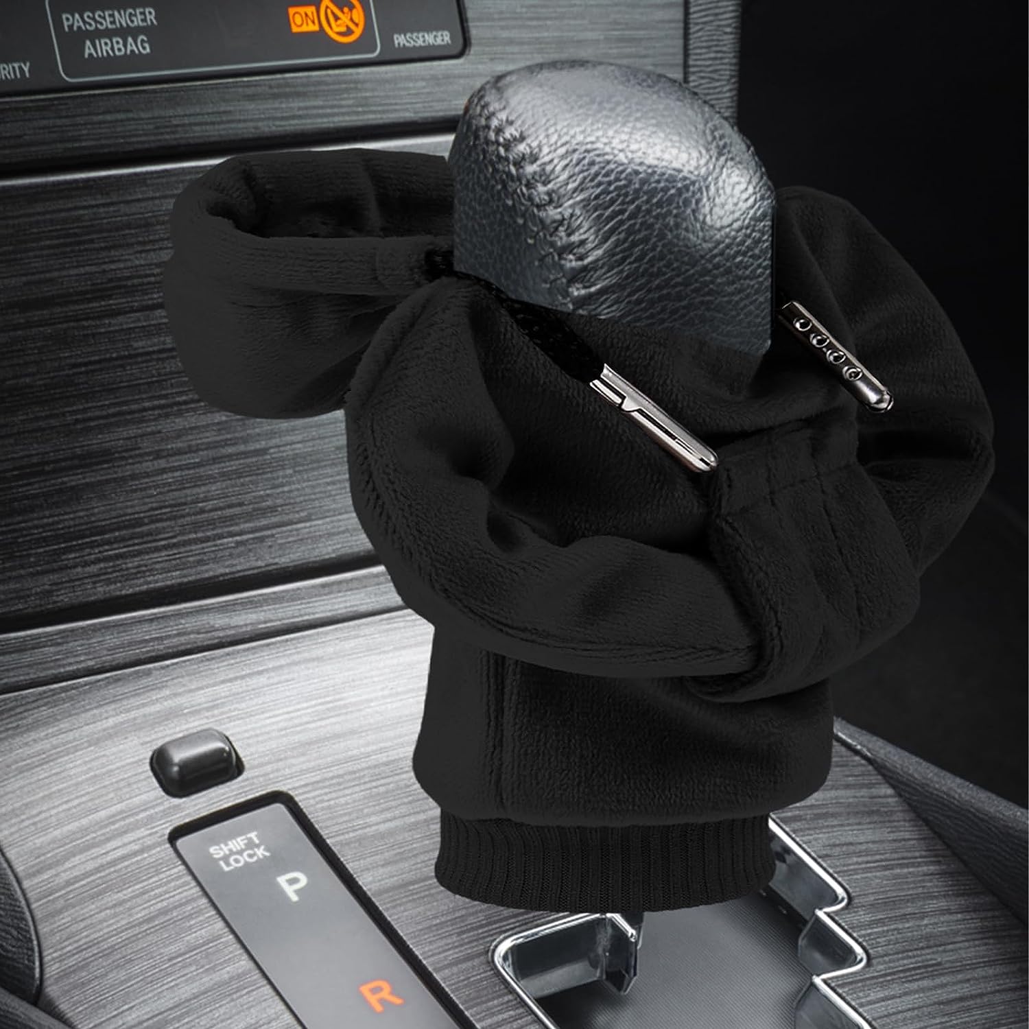 ZHSMS Gear Shift Cover, Universal Shift Knob Cover, Funny Sweater Hoodie for Gearshift, 4.7 Inch Car Shifter Stick Protector Decoration (Black White)