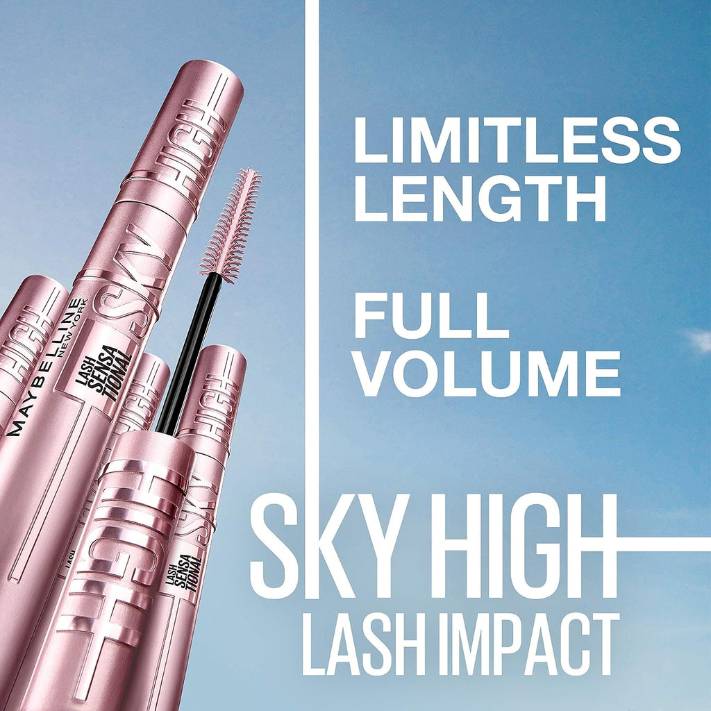 Maybelline New York Lash Sensational Sky High Washable Mascara Makeup, Volumizing, Lengthening, Defining, Curling, Multiplying, Buildable Formula, Very Black, 1 Count