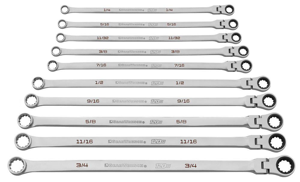 GEARWRENCH SET WR RAT XL DBLBOX FLEX 120XP SAE 10PC (1 Each) 86142