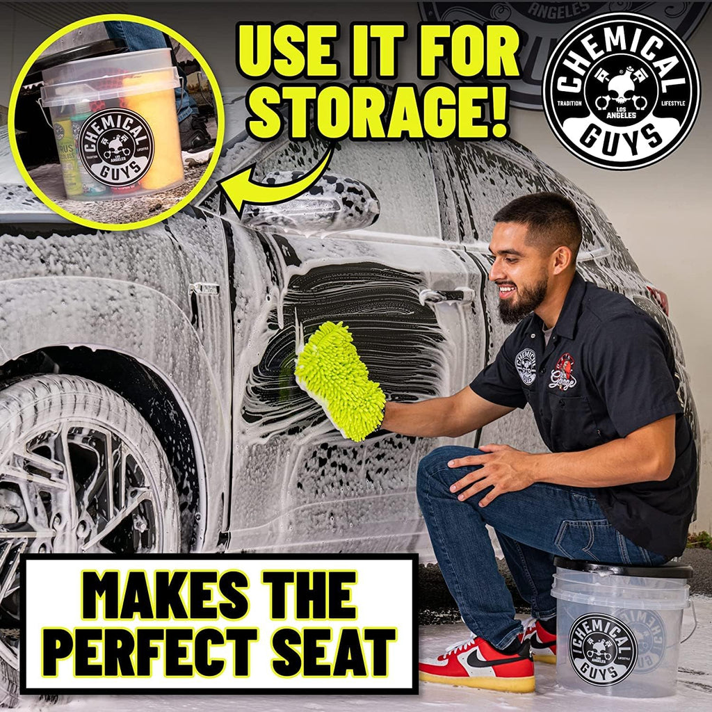 Chemical Guys CWS_402BK Car Wash Detailing Bucket, Mitt &amp; Accessories Bundle (6 Items) Featuring Mr. Pink Foaming Car Wash Soap, 128 fl oz (1 Gal) Works on Cars, Trucks, SUVs, RVs &amp; More