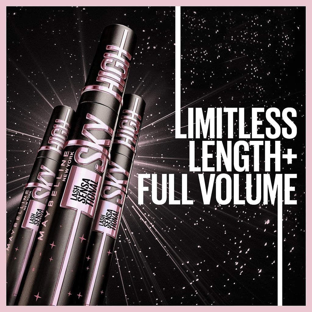 Maybelline Lash Sensational Sky High Washable Mascara, Cosmic Black + Instant Age Rewind Eraser Dark Circles Treatment Multi-Use Concealer, 160+ Lifter Gloss, Pearl, Silver Pearl Clear Bundle