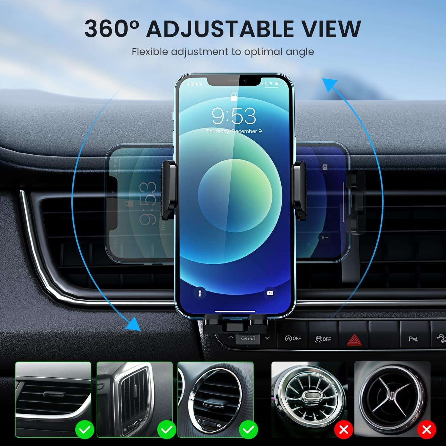 Qifutan Phone Mount for Car Vent [2023 Upgraded Clip] Cell Phone Holder Car Hands Free Cradle in Vehicle Car Phone Holder Mount Fit for Smartphone, iPhone, Cell Phone Automobile Cradles Universal