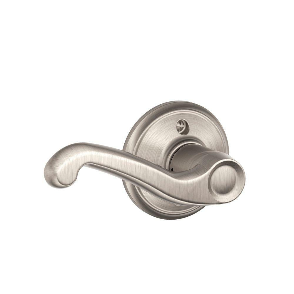 Camelot Satin Nickel Sense Smart Door Lock with Right Handed Flair Lever Door Handleset