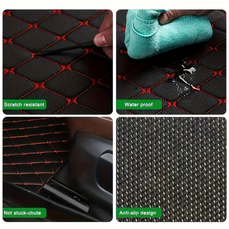 5-Piece Universal Waterproof Car Floor Mats - Perfect For Front &amp; Rear Vehicles - Faux Leather Car Carpet Accessories