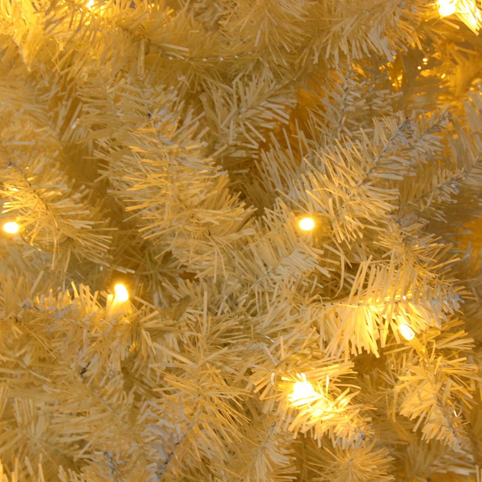 Pre-lit Artificial Christmas Trees, BTMWAY 7.5 Ft Pencil Slim Christmas Trees with Lights, 1050 Branch Tips, Metal Base, White, R240
