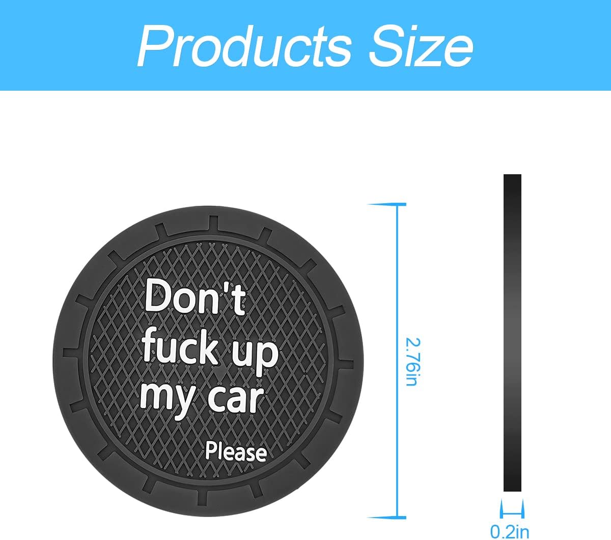 8sanlione 2 Pack Car Cup Holder Coasters, 2.75 Inch Non-Slip PVC Insert Cup Coaster, Anti-Scratch Auto Cup Mats for Women Men, Vehicle Interior Accessories Universal for Car, SUV, Truck (D Black/2PCS)