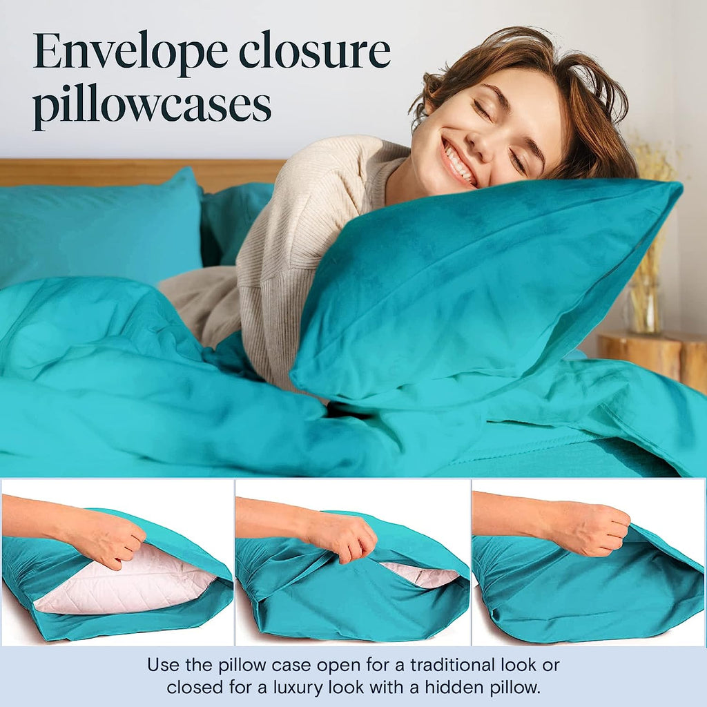 LuxClub 6 PC Full Size Sheet Set Bamboo Sheets Deep Pockets 18" Eco Friendly Wrinkle Free Cooling Sheets Machine Washable Hotel Bedding Silky Soft - Teal Full