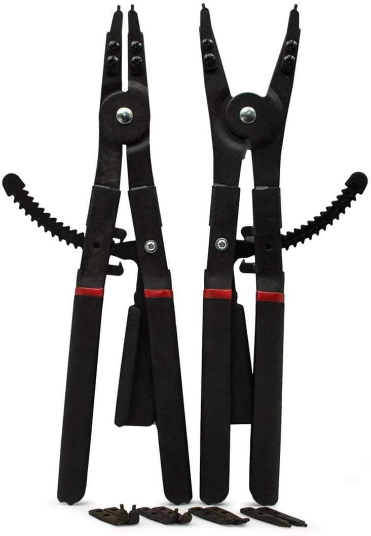 CHUNSHENN Pliers, 16 Inch 2Pcs LarCirclip Snap Ring Pliers Set Retaining Ring Ratcheting with Xtra Tips Pincers Tool Hand Tools Safe