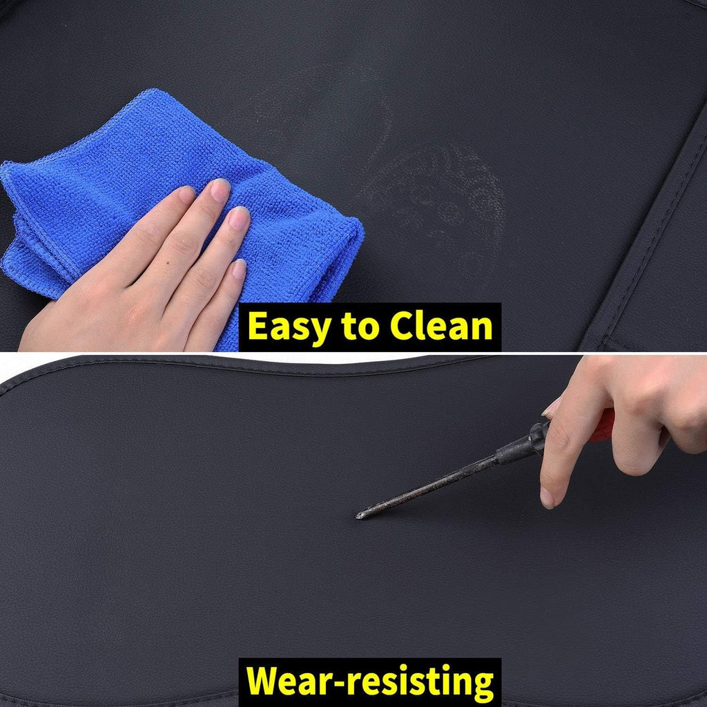 Front Seat Covers Chevy Silverado GMC Sierra Pickup Trail Boss Z71 Custom Fit 2007-2024 1500 2500HD 3500HD Crew Double Extended Cab Waterproof Leather Seat Protectors(2 PCS Front, Black-White)