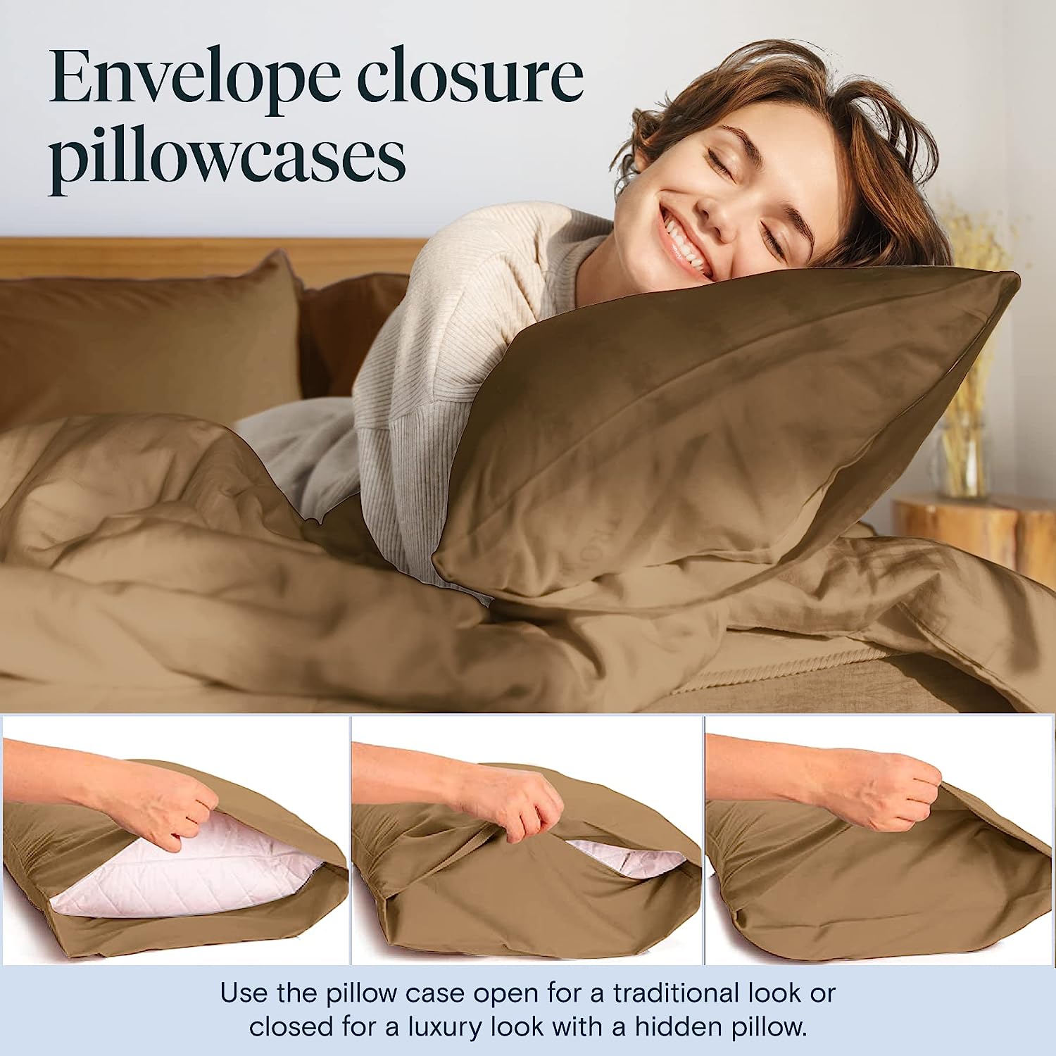 LuxClub 6 PC Queen Sheet Set Bamboo Sheets Deep Pockets 18" Eco Friendly Wrinkle Free Cooling Sheets Machine Washable Hotel Bedding Silky Soft - Dark Khaki Queen
