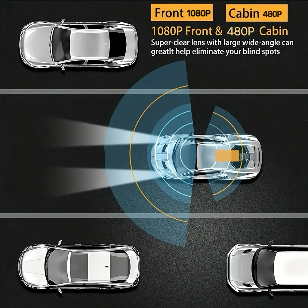 Dash Camera Front And Inside, 3.16inch Dash Cam 1080P, G Sensor HD Night Vision Loop Recording Wide Angle Car DVR