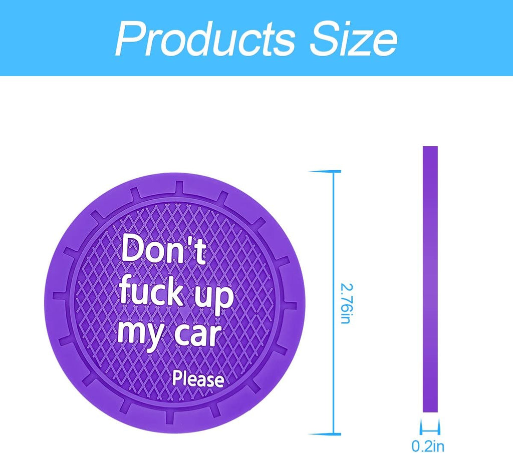8sanlione 2 Pack Car Cup Holder Coasters, 2.75 Inch Non-Slip PVC Insert Cup Coaster, Anti-Scratch Auto Cup Mats for Women Men, Vehicle Interior Accessories for Car, SUV, Truck (D Deep Purple/2PCS)