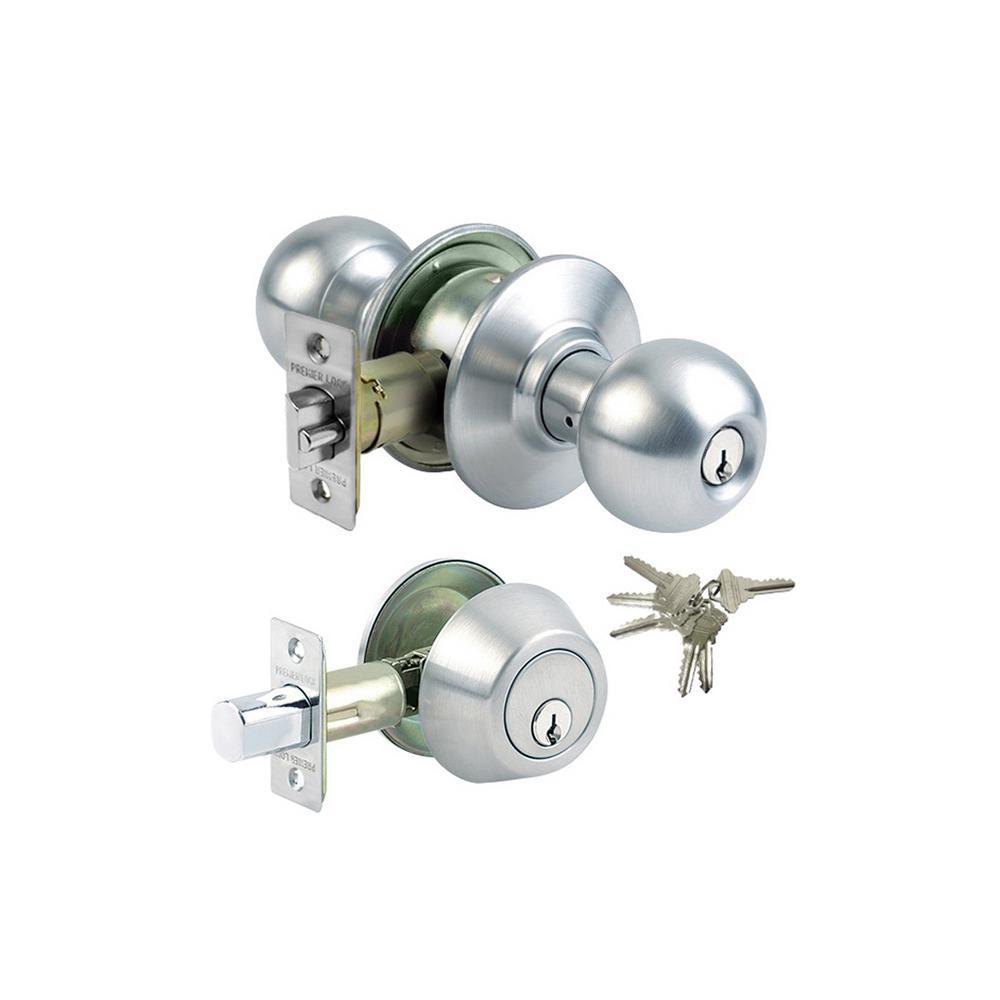 Steel Grade 3 Combo Lock Set with Entry Door Knob and Deadbolt, 72 SC1 Keys Total, (12-Pack, Keyed Alike)