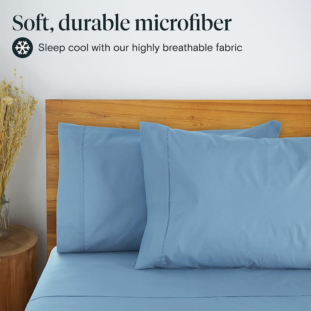 LuxClub 6 PC Queen Sheet Set Bamboo Sheets Deep Pockets 18" Eco Friendly Wrinkle Free Cooling Sheets Machine Washable Hotel Bedding Silky Soft - Denim Queen