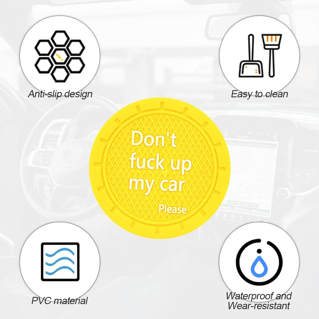 8sanlione Car Cup Coaster, 4Pcs 2.75 Inch Auto Cup Holder Insert Coasters, Non-Slip Waterproof Embedded Drink Mat, Automotive Interior Accessories for Men and Women (D Yellow/4PCS)