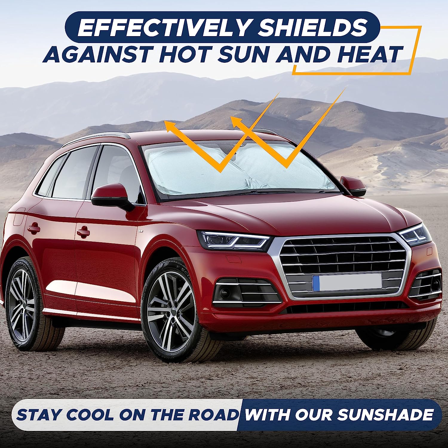 EcoNour Car Sun Shade Windshield | Reflective Car Window Sun Shades for Ultimate Dashboard Protection | Foldable Car Interior Accessories for Sun Heat | Fits Most Sedans, SUVs, Minivans &amp; Hatchbacks