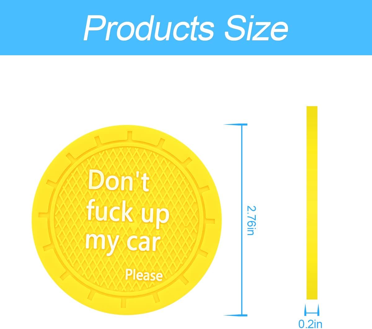 8sanlione Car Cup Coaster, 4Pcs 2.75 Inch Auto Cup Holder Insert Coasters, Non-Slip Waterproof Embedded Drink Mat, Automotive Interior Accessories for Men and Women (D Yellow/4PCS)