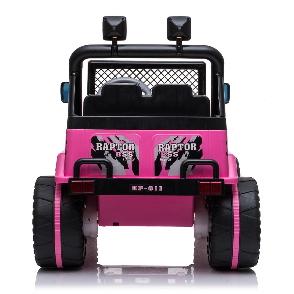12V Power Wheels, 3 Speeds Ride On Car Truck for Child 3-8, Double Drive Electric Cars for Kids with Remote Control, LED Lights, Vehicle for Christmas Gifts to Ride on Pavement Grass Mud, Pink, Q8037