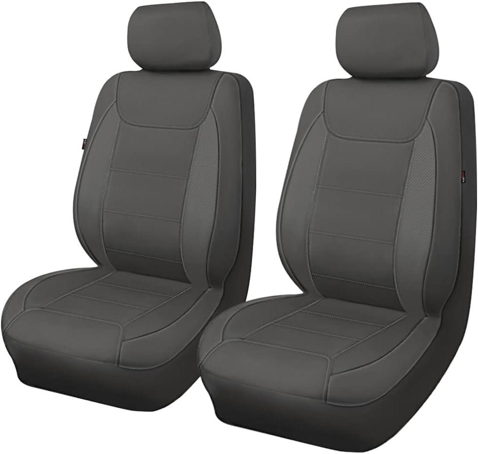 Flying Banner car seat Covers Protects Water Proof Faux Leather Carbon Fiber Fronts Gray Gray