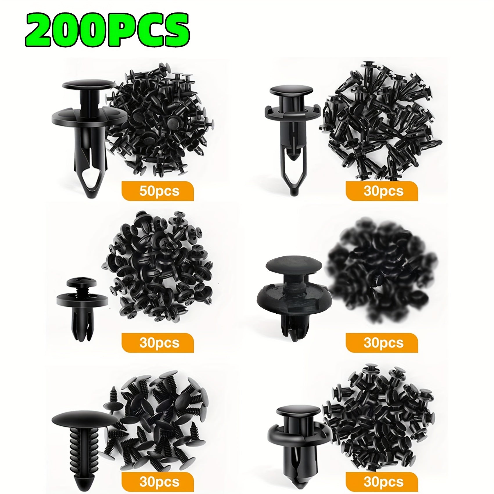 200pcs Car Fixing Clip 6mm7mm8mm9mm10mm Universal Six Types Of Mixed For Toyota For Ford For GM For Honda Bumper Push Rivet Auto Parts Removal Tools