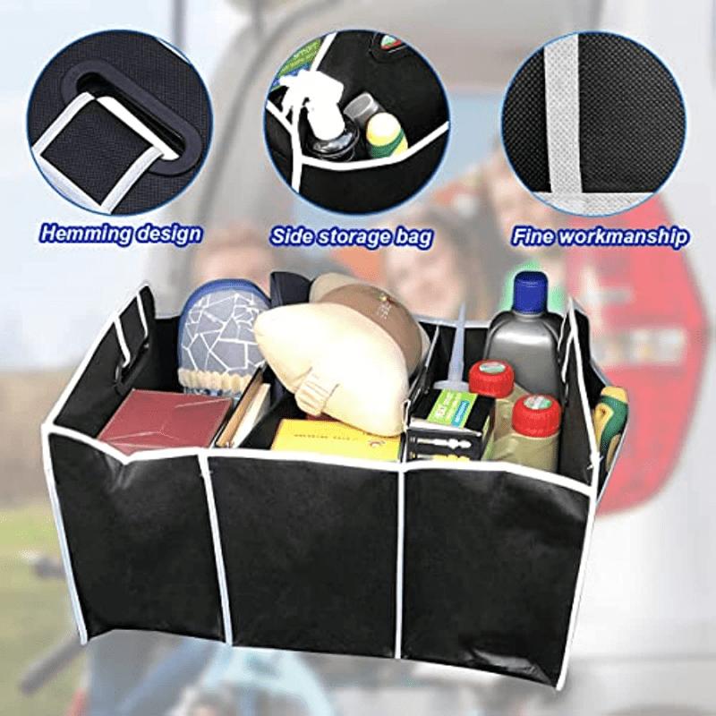 1pc Universal Car Trunk Organizer, Portable Foldable Waterproof Auto StoraBag With 3 Compartments, For SUV, Truck, Van, Sedan