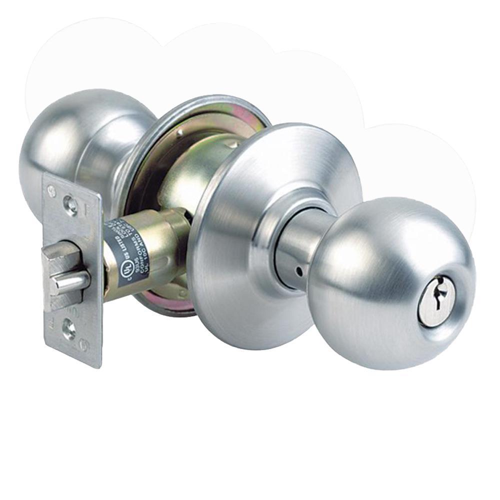 Steel Grade 2 Storeroom Door Knob with 6 SC1 Keys (3-Pack, Keyed Alike)