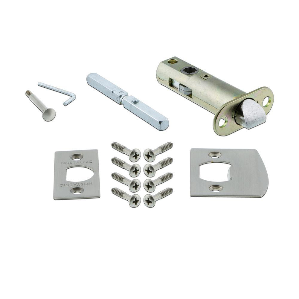 York Plate 2-3/4 in. Backset Satin Nickel Privacy Bed/Bath Crystal Glass Door Knob