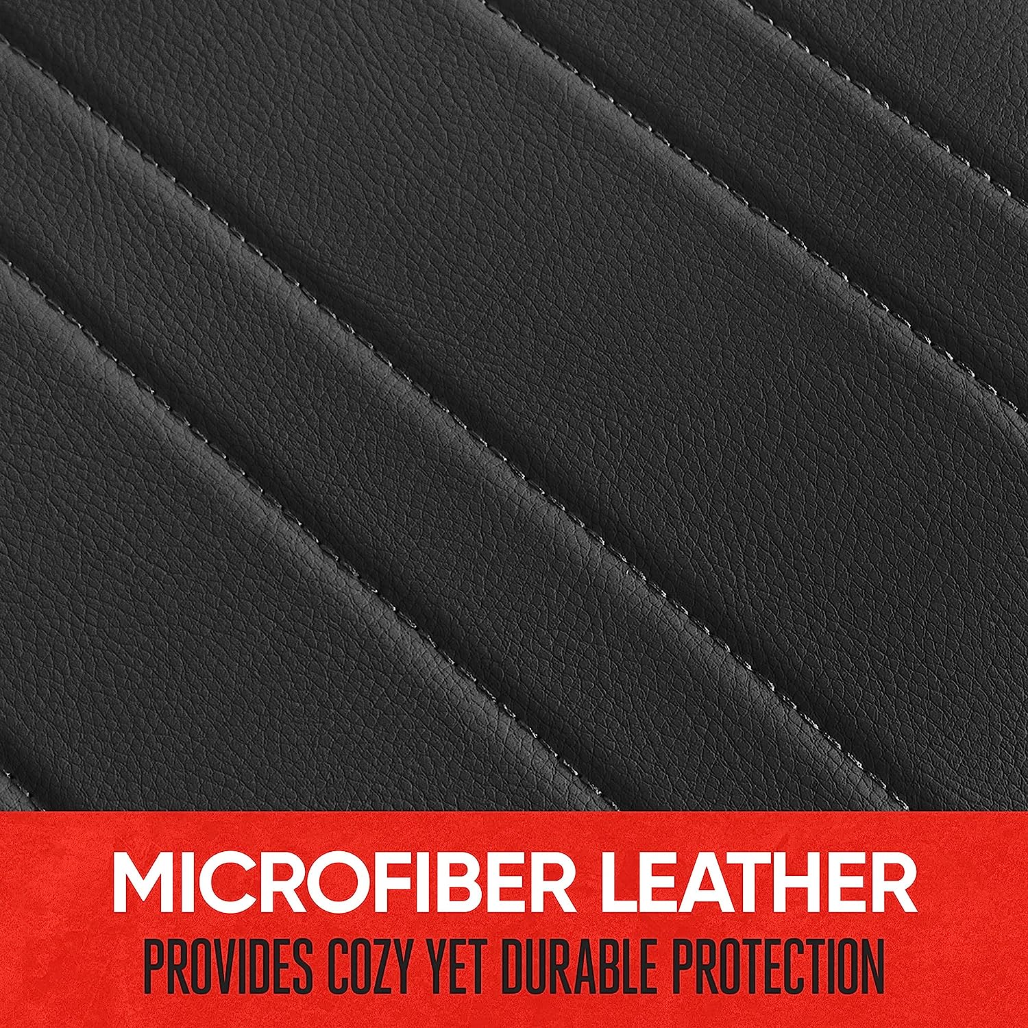 Motor Trend Seat Covers for Cars Trucks SUV, Faux Leather 2-Pack Black Padded with Storage Pockets, Premium Interior Car Seat Cover
