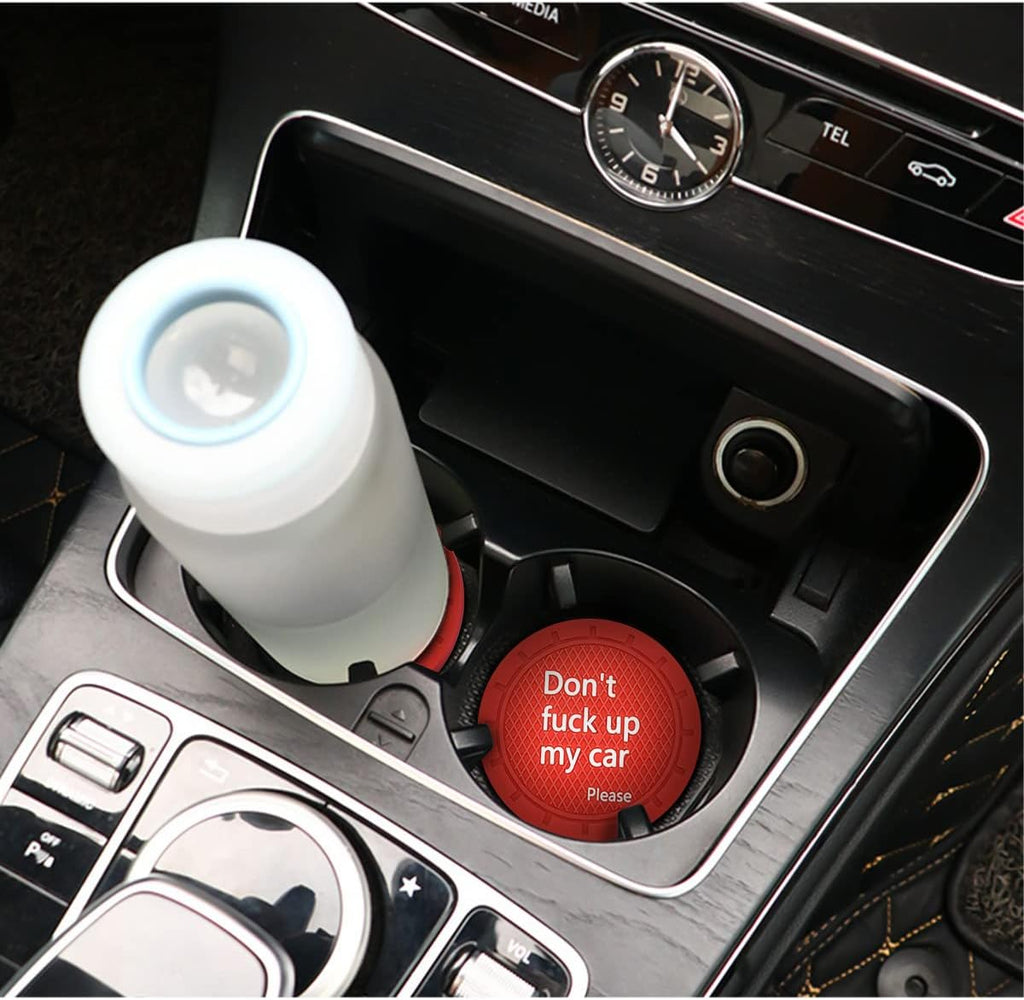 8sanlione 2 Pack Car Cup Holder Coasters, 2.75 Inch Non-Slip PVC Insert Cup Coaster, Anti-Scratch Auto Cup Mats for Women Men, Vehicle Interior Accessories Universal for Car, SUV, Truck (D Red/2PCS)