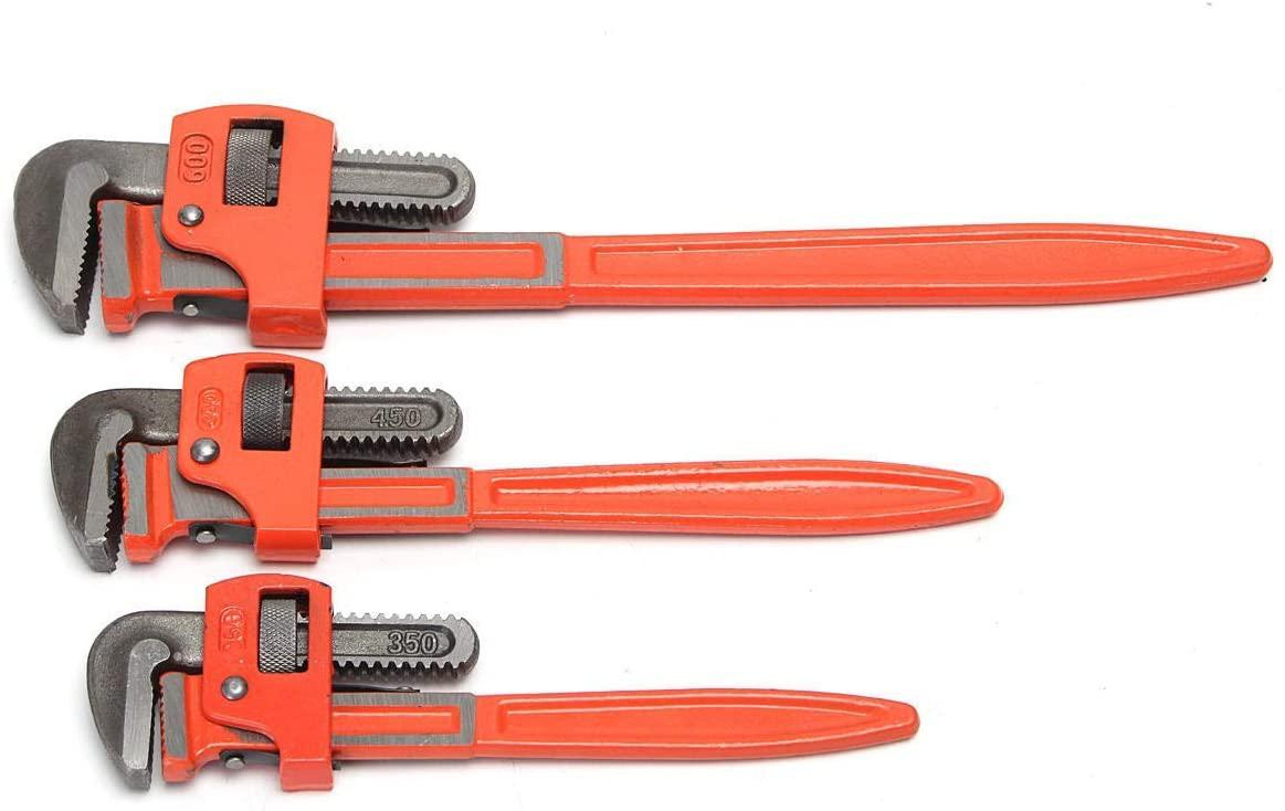 KANJJ-YU Wrench Hand Tools 3Pcs Heavy Duty Pipe Wrench Adjustable Set 14inch 18inch 24inch Monkey Soft Grip