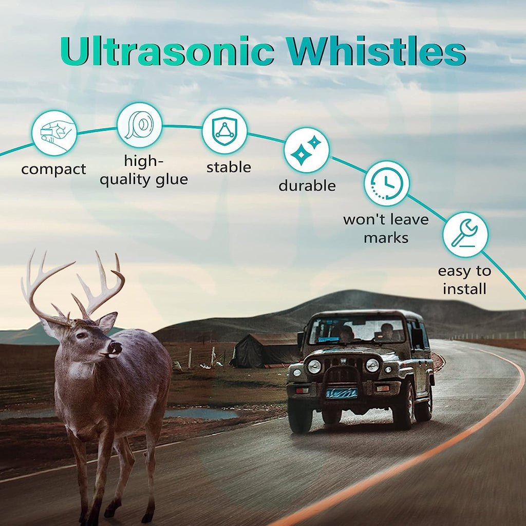 Elook Upgraded Deer Whistles for Car, Deer Horn for Car, Save Deer Whistle for Vehicles, Trunks, Motorcycle, Three-Horn, 4 Pack (Patented Product)