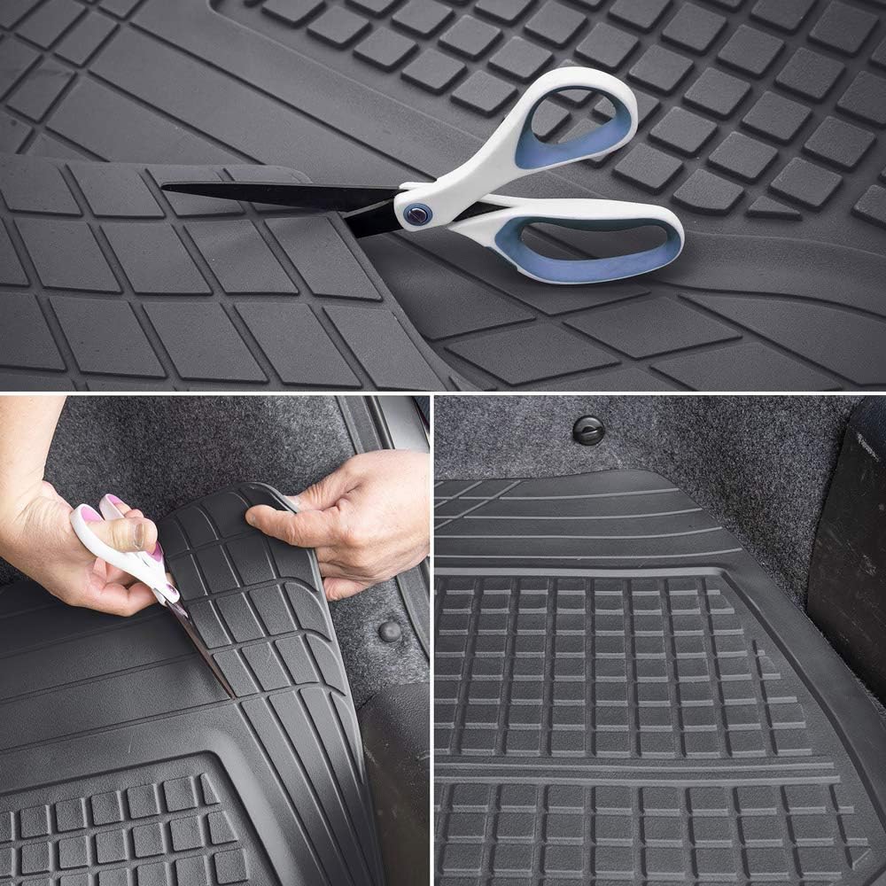 Motor Trend Premium FlexTough All-Protection Cargo Mat Liner, Black &amp; Black Deep Dish Rubber Floor Mats All-Climate All Weather Performance Plus Heavy Duty Liners Odorless (Black) (OF-933-BK)