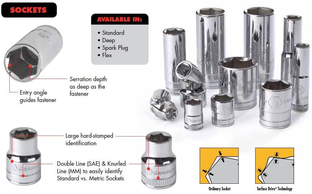 GEARWRENCH 118 Pc. 1/4", 3/8" &amp; 1/2" Drive 6 &amp; 12 Pt. Mechanics Tool Set, Standard &amp; Deep, SAE/Metric - 83001D