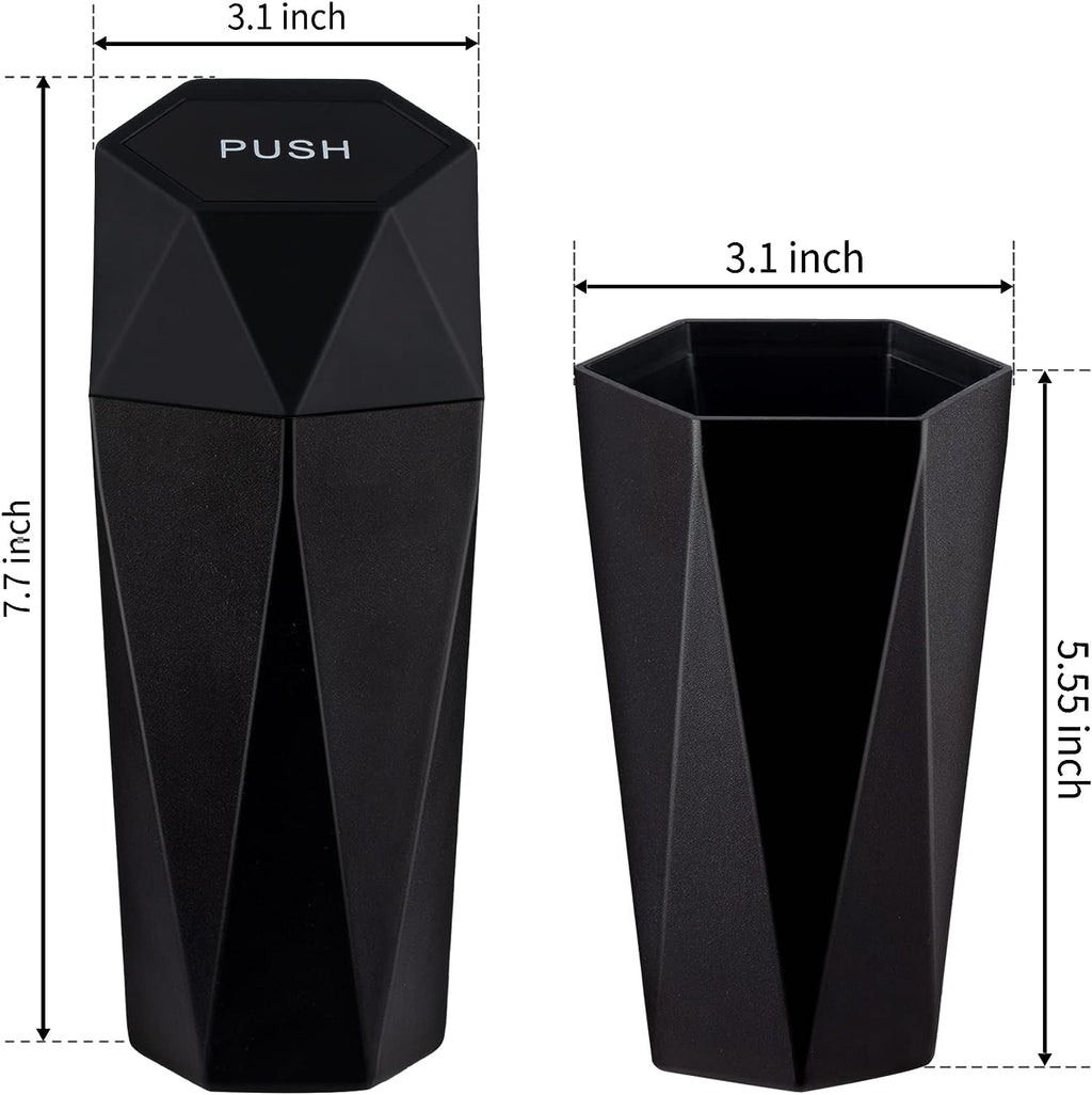 JUSTTOP Car Trash Can with Lid, Diamond  Small Automatic Portable Trash Can, Easy to Clean, Used in Car Home Office (Black)