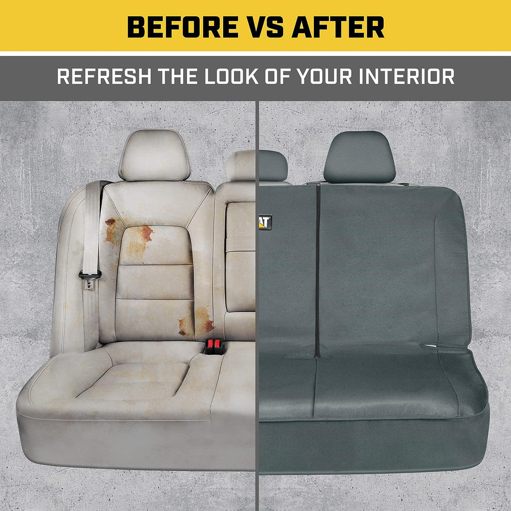 CatFlexfit Back Seat Cover for Cars Trucks SUV, Zipper Split Rear Bench Protector with Durable Canvas Material, Interior Cover in Gray